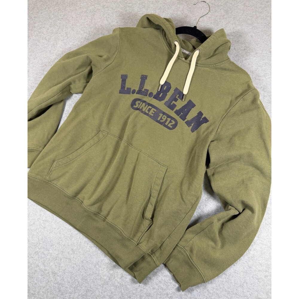 LLBean Olive Hoodie Sweatshirt Since 1912 Pullover Hooded Fleece Small SKU135 - Picture 4 of 9